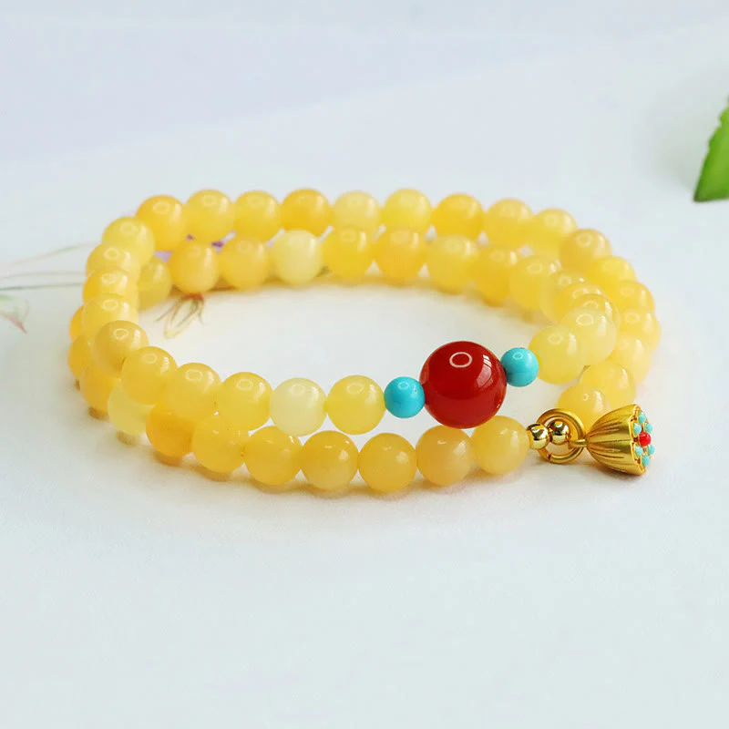 Bracciale della fortuna con perline di agata rossa e topazio Buddha Stones - Image 5