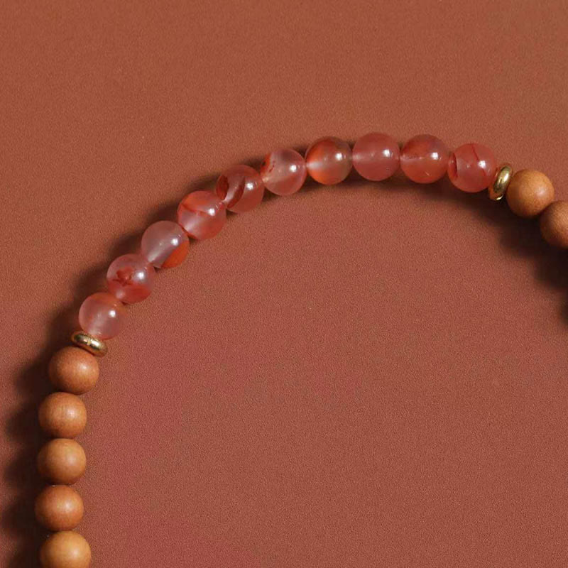 Bracciale della fortuna in agata rossa del sud, sandalo e Buddha Stones tibetane Zakiram, dea della ricchezza - Image 9