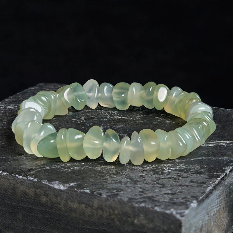 Bracciale della pace con blocchi irregolari di peridoto naturale Buddha Stones
