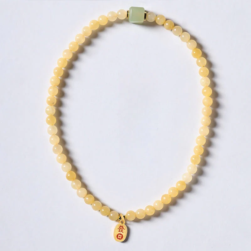 Bracciale della ricchezza con doppio cerchio, Buddha Stones di topazio e cubo di giada - Image 2