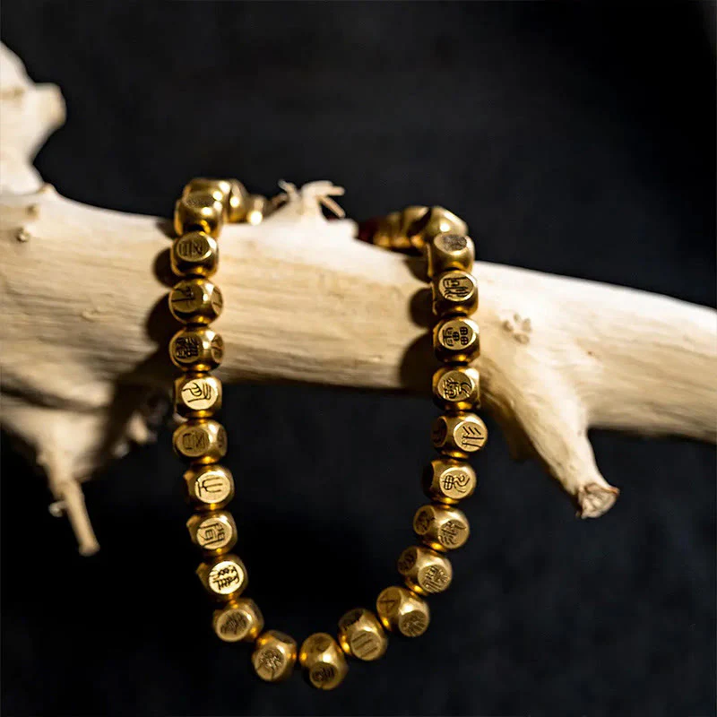 Bracciale della ricchezza con perline di legno di giuggiola colpite da fulmini, Buddha Stones , rame e ottone - Image 10