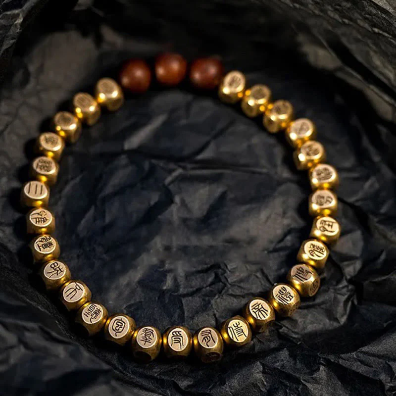 Bracciale della ricchezza con perline di legno di giuggiola colpite da fulmini, Buddha Stones , rame e ottone - Image 11