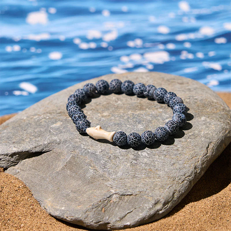 Bracciale della saggezza dello squalo in pietra di agata naturale Buddha Stones - Image 10
