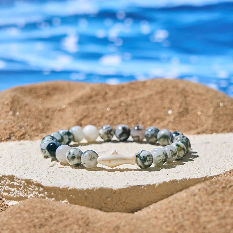 Bracciale della saggezza dello squalo in pietra di agata naturale Buddha Stones - Image 12