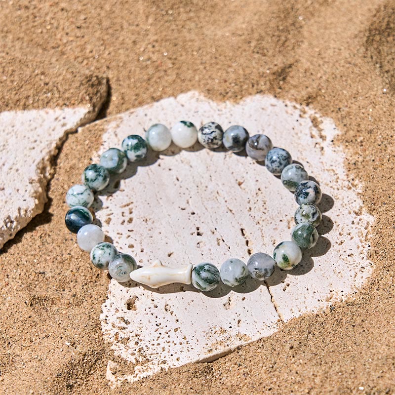 Bracciale della saggezza dello squalo in pietra di agata naturale Buddha Stones - Image 13