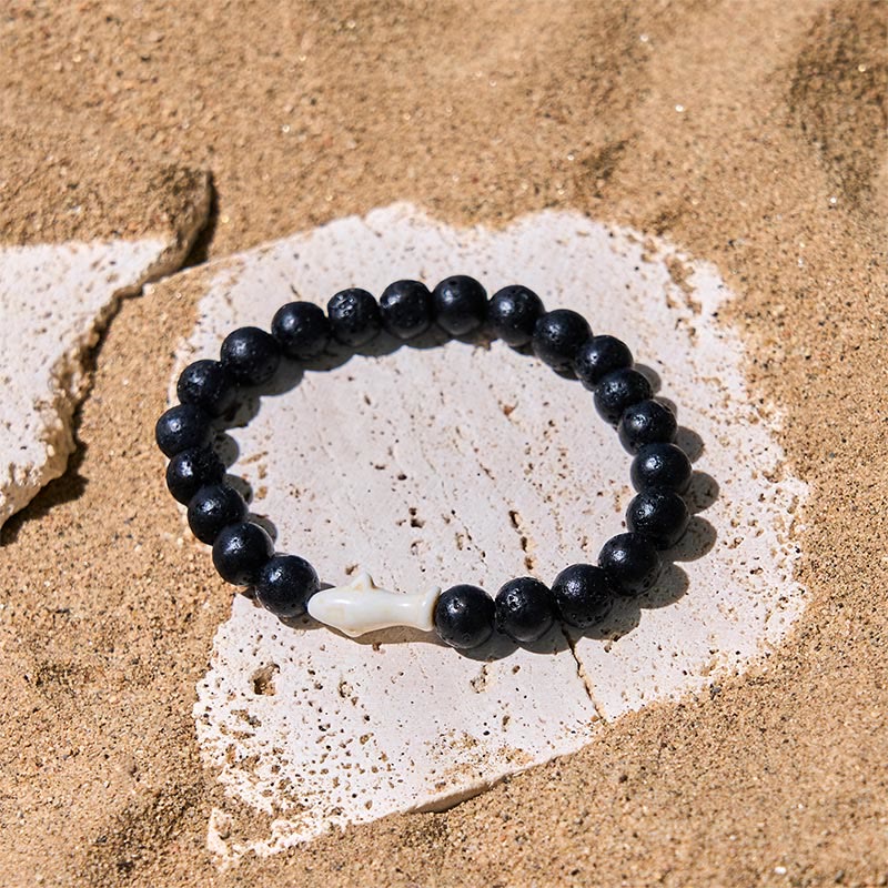Bracciale della saggezza dello squalo in pietra di agata naturale Buddha Stones - Image 17