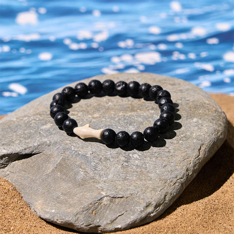 Bracciale della saggezza dello squalo in pietra di agata naturale Buddha Stones - Image 18