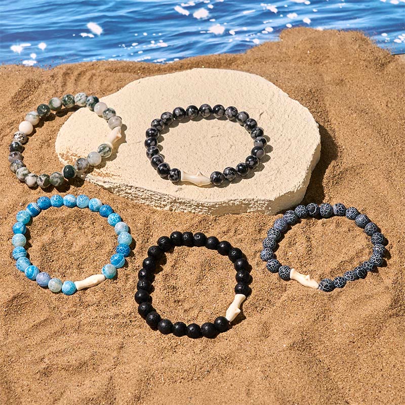 Bracciale della saggezza dello squalo in pietra di agata naturale Buddha Stones - Image 20