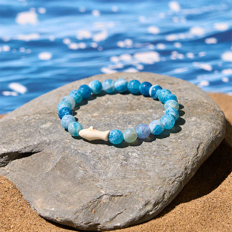 Bracciale della saggezza dello squalo in pietra di agata naturale Buddha Stones - Image 6