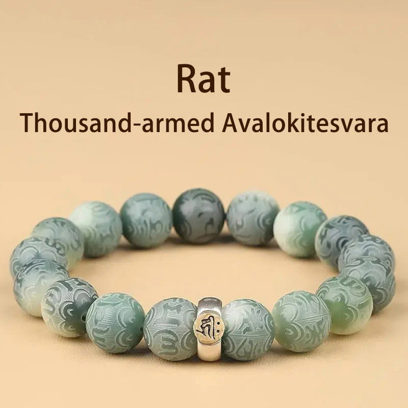 Bracciale della saggezza inciso con Buddha Stones dello zodiaco cinese natale Buddha Bodhi Om Mani Padme Hum - Image 2