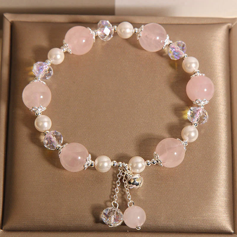 Bracciale di autoaccettazione in perle di cristallo rosa naturale Buddha Stones - Image 2