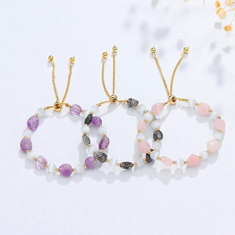 Bracciale di consapevolezza spirituale in quarzo rutilato nero e cristallo rosa ametista - Image 10