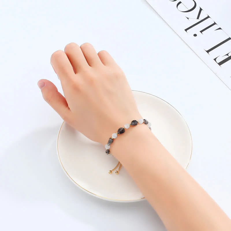 Bracciale di consapevolezza spirituale in quarzo rutilato nero e cristallo rosa ametista - Image 13
