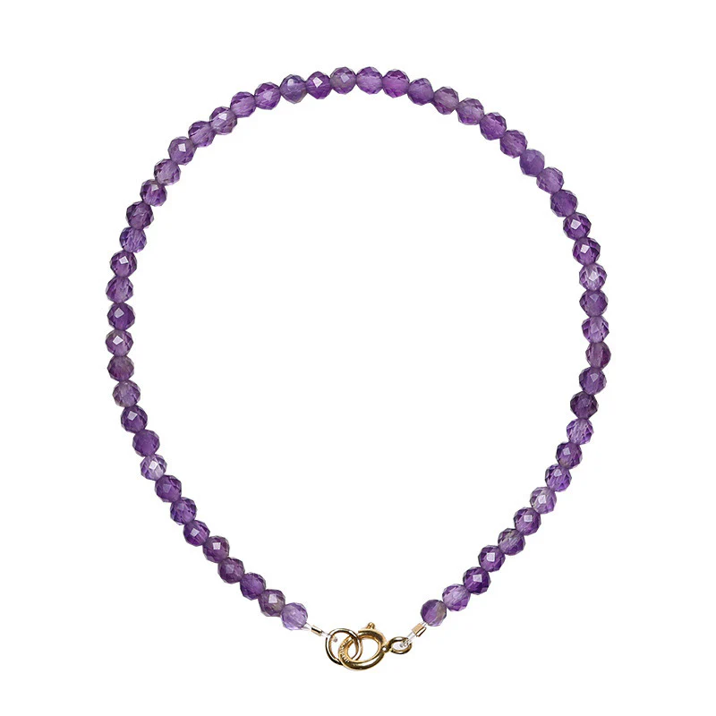 Bracciale di consapevolezza spirituale in rame placcato oro 14k con perline ultrasottili in ametista naturale da 3 mm Buddha Stones - Image 15