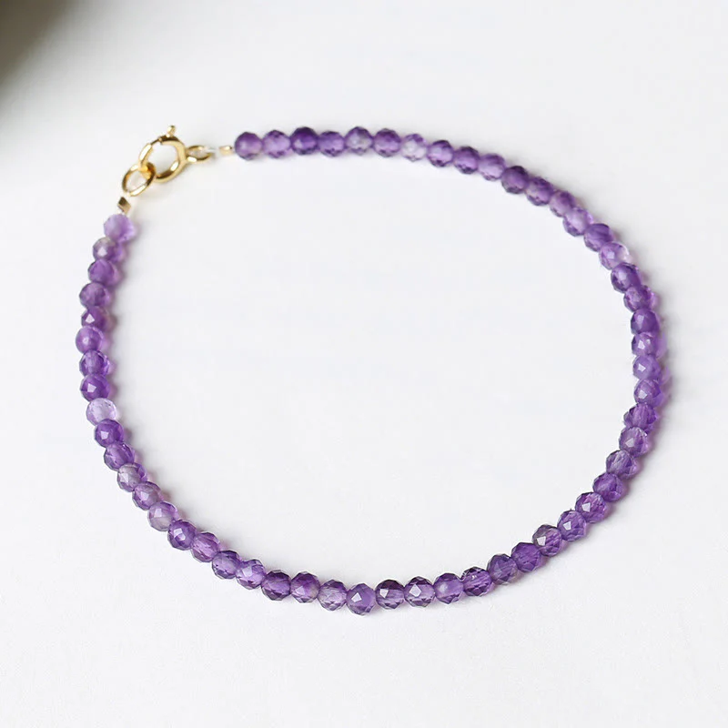 Bracciale di consapevolezza spirituale in rame placcato oro 14k con perline ultrasottili in ametista naturale da 3 mm Buddha Stones - Image 16