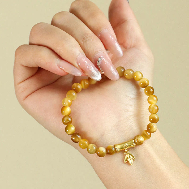 Bracciale di protezione con Buddha Stones Occhio di tigre Fu Carattere Bambù Koi Pesce Loto Om Mani Padme Hum - Image 2