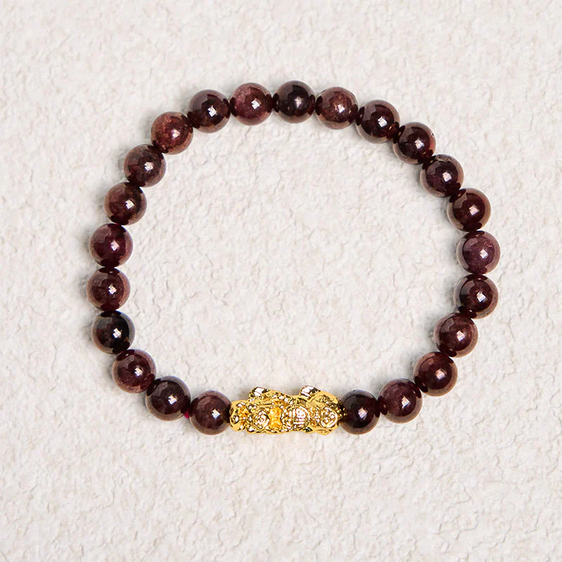 Bracciale di protezione PiXiu con perle di granato naturale Buddha Stones - Image 6