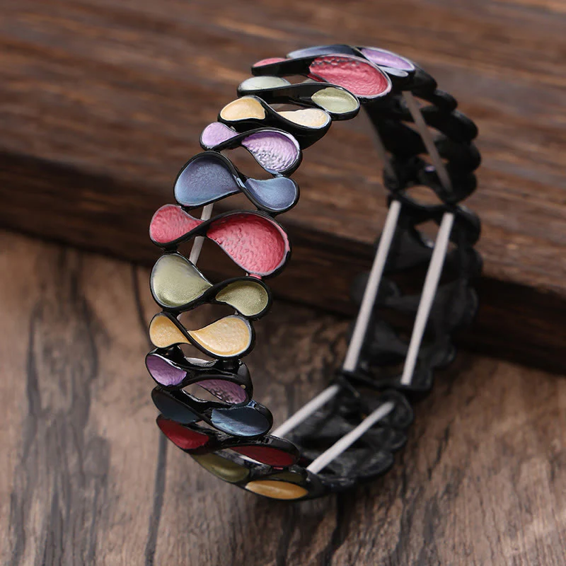 Bracciale elastico in lega a forma di 8 Buddha Stones colorate e cavo geometrico - Image 9