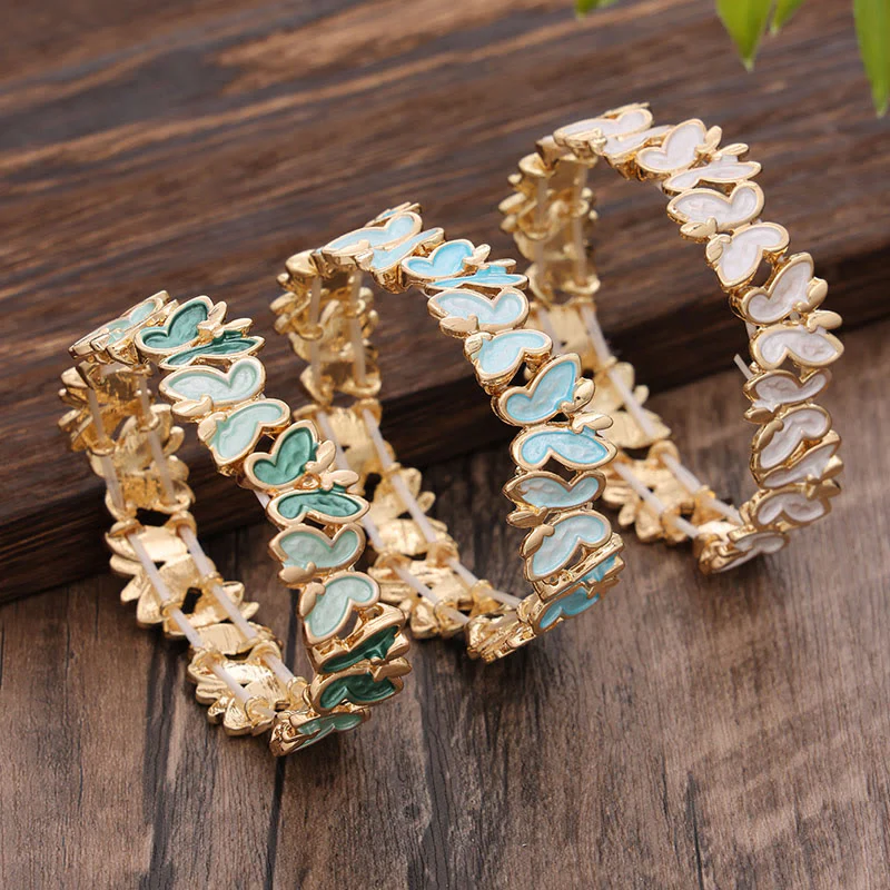 Bracciale elastico in lega con farfalla colorata Buddha Stones - Image 2