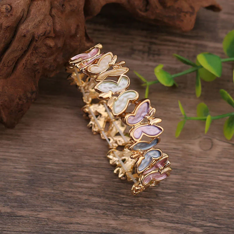 Bracciale elastico in lega con farfalla colorata Buddha Stones - Image 5