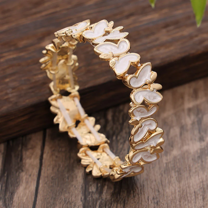 Bracciale elastico in lega con farfalla colorata Buddha Stones - Image 6