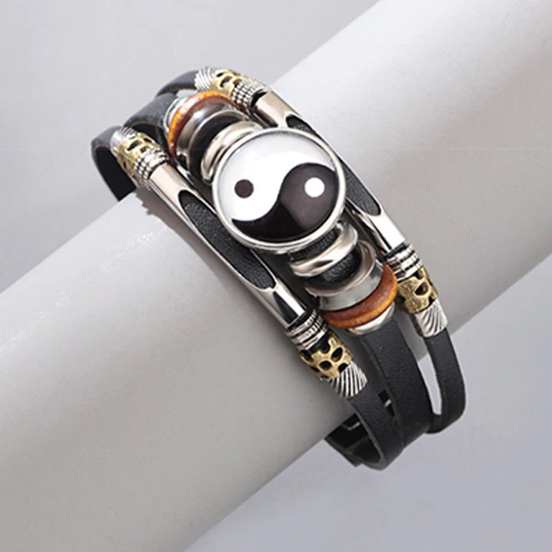 Bracciale equilibrio in pelle con Buddha Stones Yin Yang - Image 10