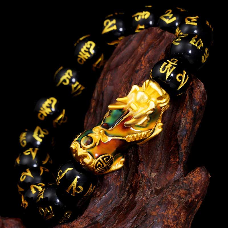 Bracciale FengShui PiXiu Om Mani Padme Hum in ossidiana - Image 2