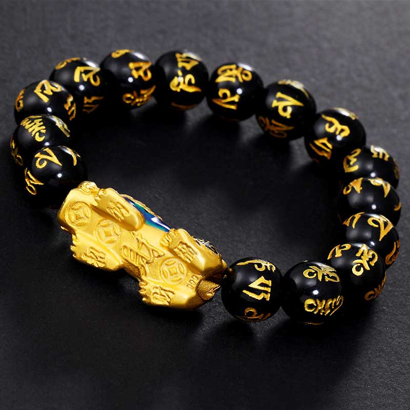 Bracciale FengShui PiXiu Om Mani Padme Hum in ossidiana - Image 3