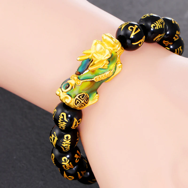 Bracciale FengShui PiXiu Om Mani Padme Hum in ossidiana - Image 5