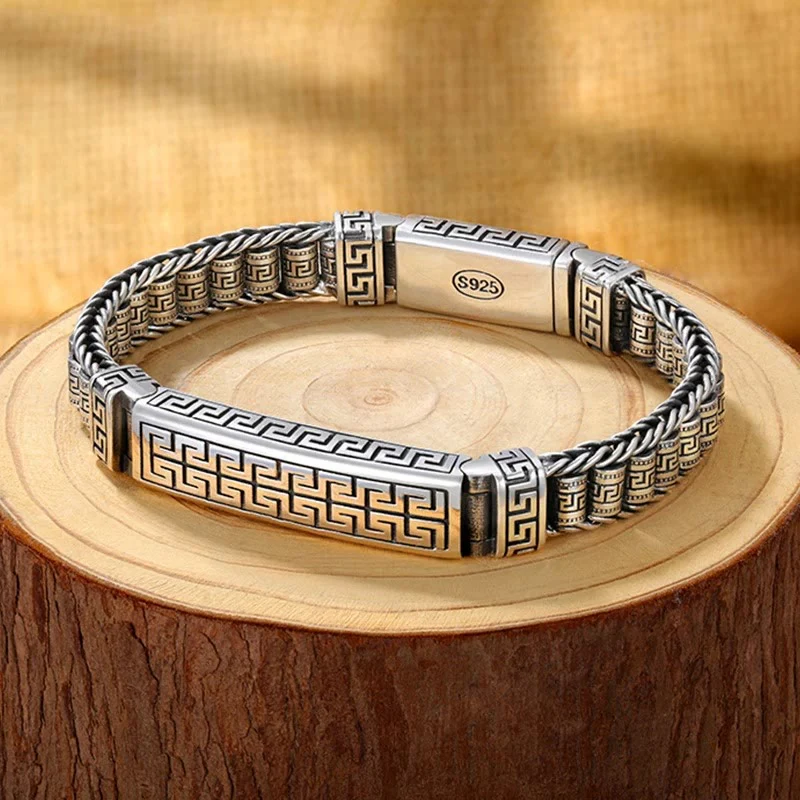 Bracciale girevole con motivo a linee vintage Buddha Stones Balance