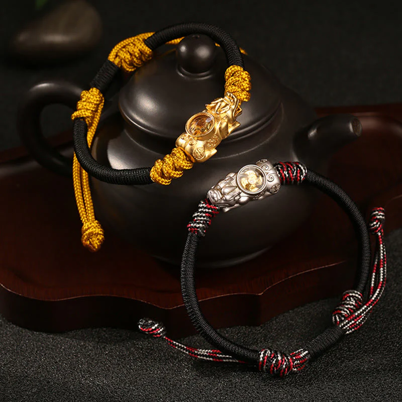 Bracciale in corda intrecciata a mano con Buddha Stones Pi Xiu, ricchezza e fortuna - Image 12