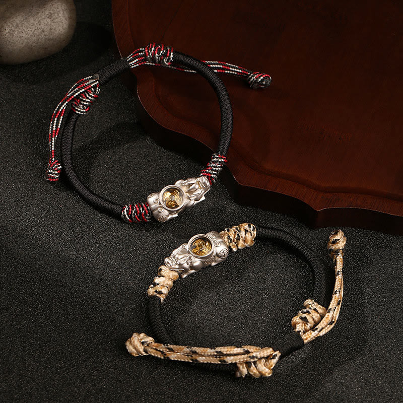 Bracciale in corda intrecciata a mano con Buddha Stones Pi Xiu, ricchezza e fortuna - Image 13