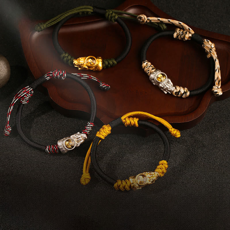 Bracciale in corda intrecciata a mano con Buddha Stones Pi Xiu, ricchezza e fortuna - Image 15
