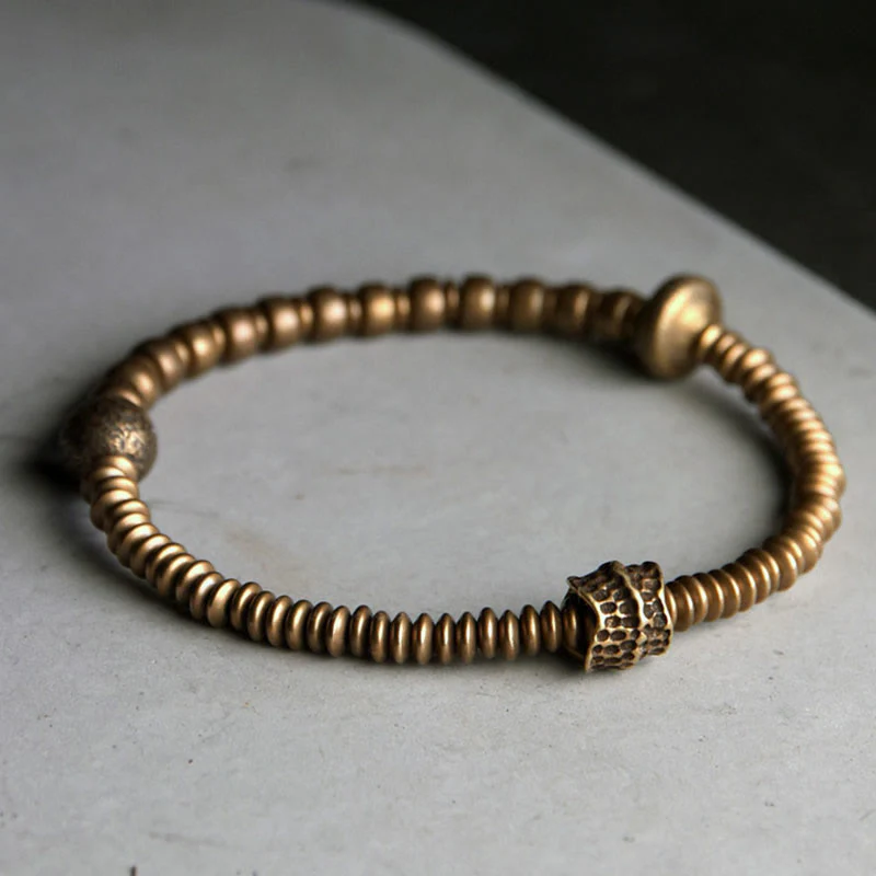 Bracciale in ottone con Buddha Stones e rame e fortuna - Image 11