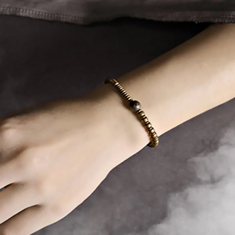 Bracciale in ottone con Buddha Stones e rame e fortuna - Image 12