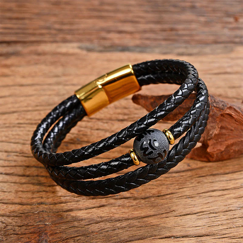 Bracciale in pelle intrecciata con perline multicolori, ametista e lazurite, con sei vere parole, Buddha Stones - Image 12