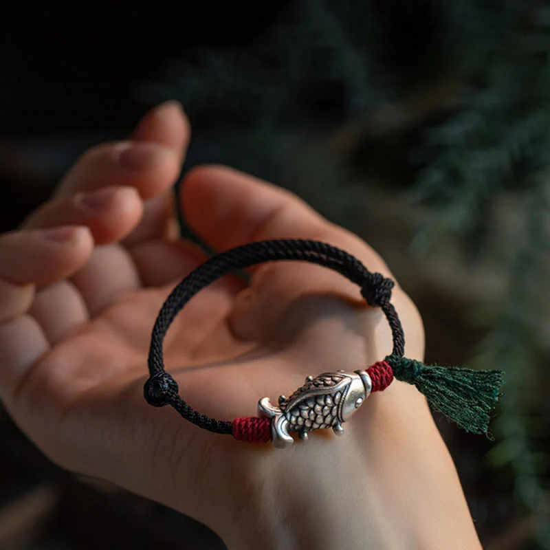 Bracciale intrecciato Buddha Stones 925 Sterling Silver Luck Koi Fish - Image 3