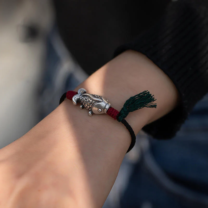 Bracciale intrecciato Buddha Stones 925 Sterling Silver Luck Koi Fish - Image 4