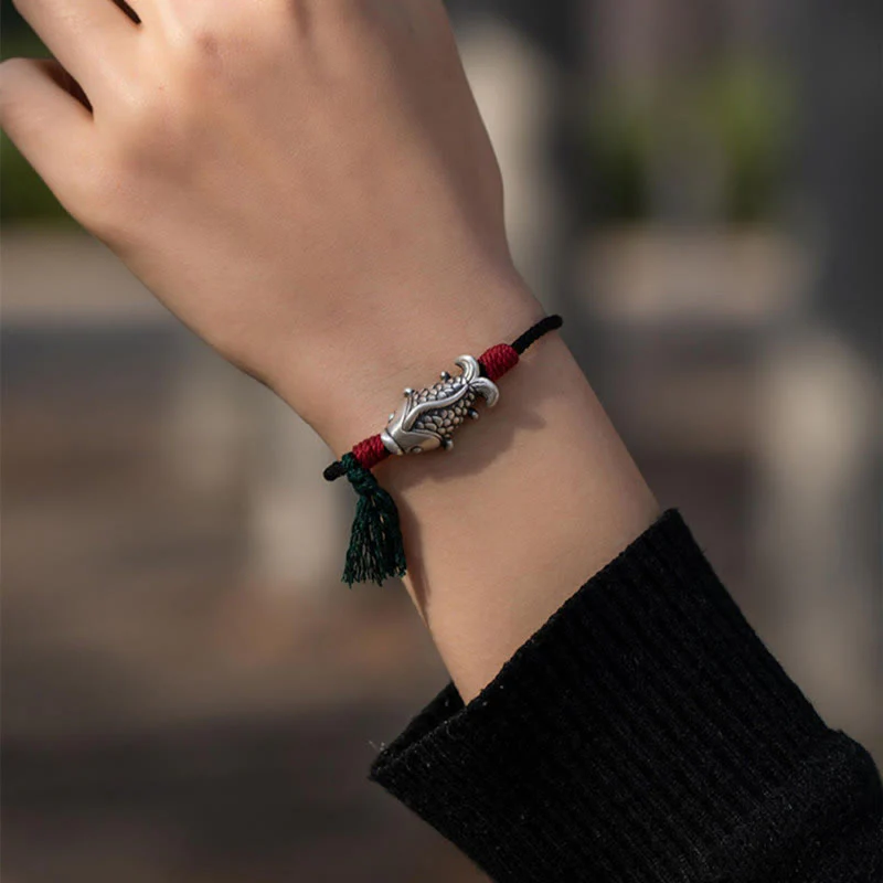Bracciale intrecciato Buddha Stones 925 Sterling Silver Luck Koi Fish - Image 5