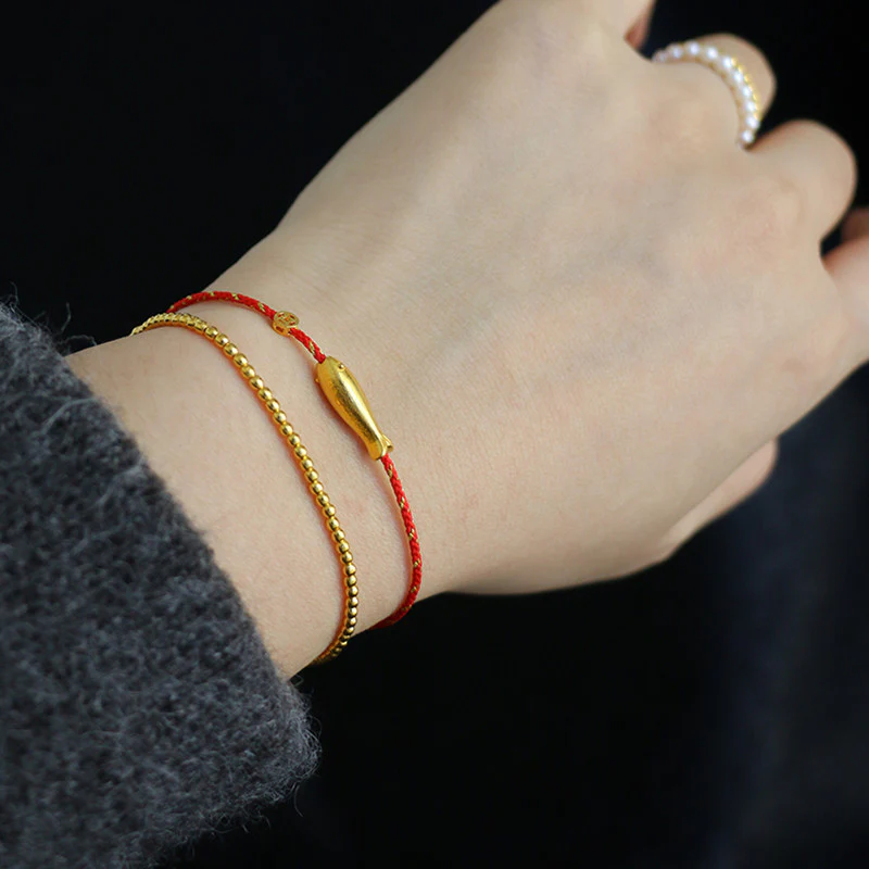 Bracciale intrecciato Buddha Stones placcato oro 14K Koi Fish Luck Wealth - Image 10