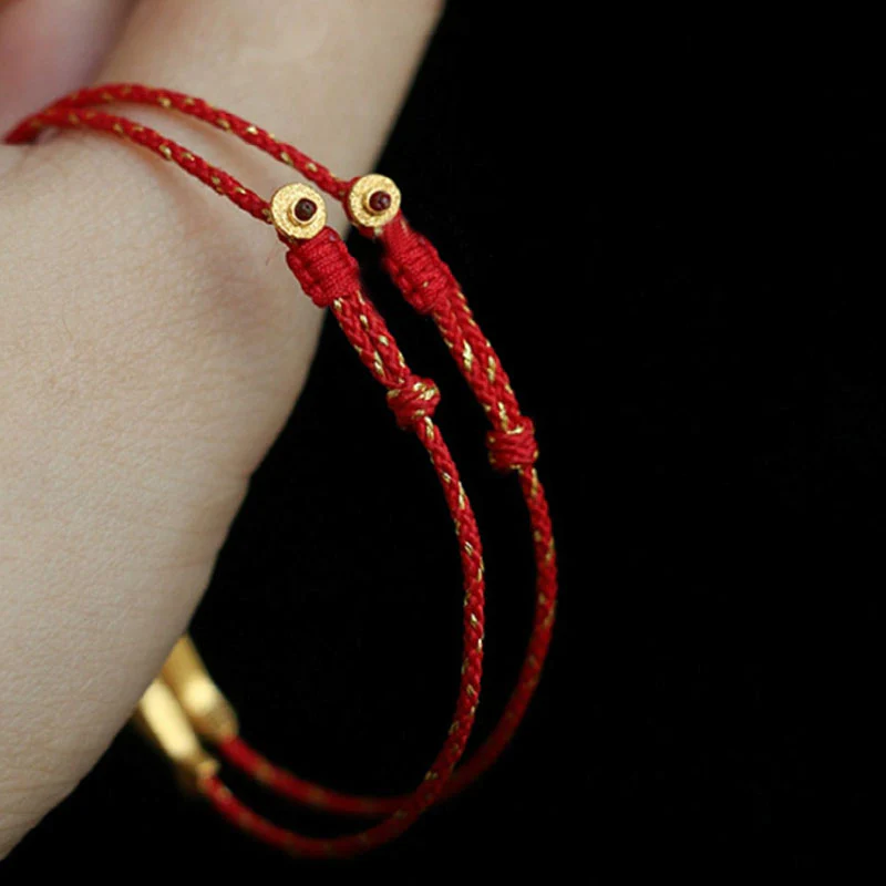 Bracciale intrecciato Buddha Stones placcato oro 14K Koi Fish Luck Wealth - Image 5