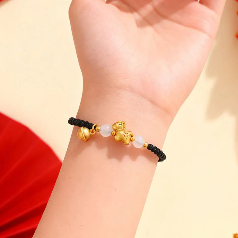 Bracciale intrecciato con agata bianca e filo rosso dell'anno del cavallo di Buddha Stones - Image 13