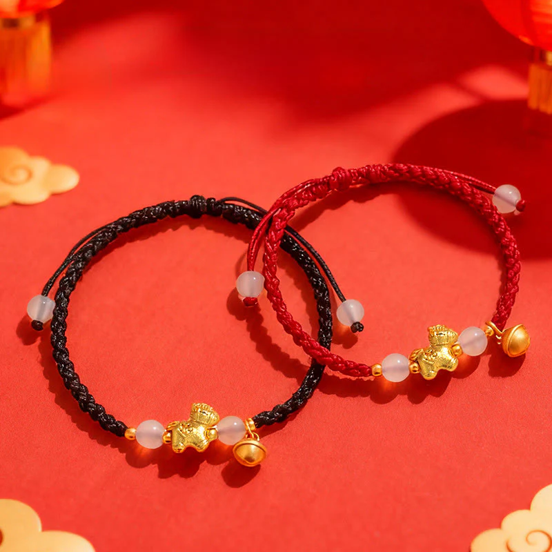 Bracciale intrecciato con agata bianca e filo rosso dell'anno del cavallo di Buddha Stones - Image 14