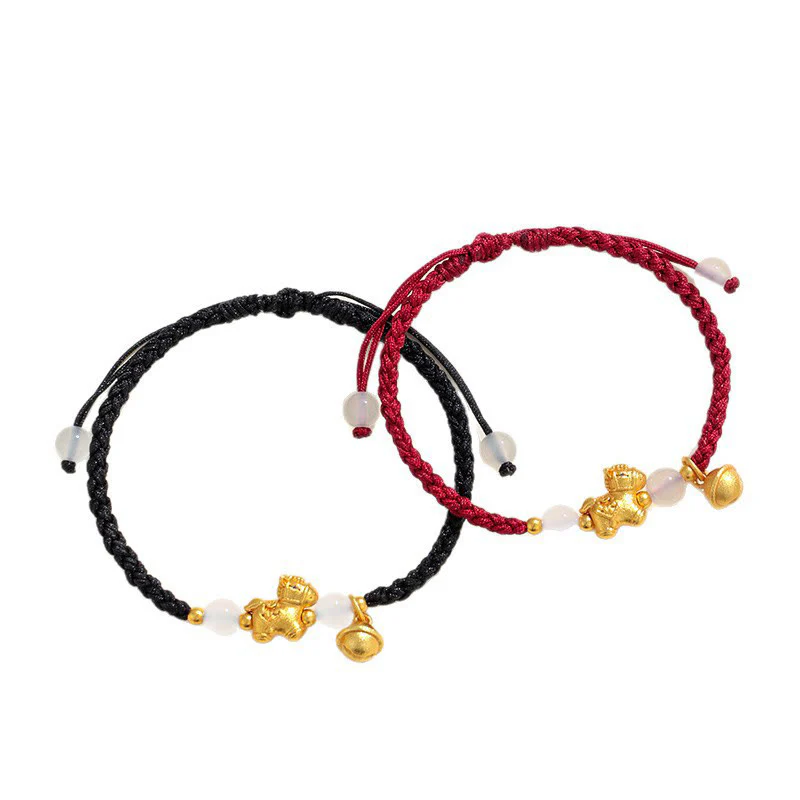 Bracciale intrecciato con agata bianca e filo rosso dell'anno del cavallo di Buddha Stones - Image 15