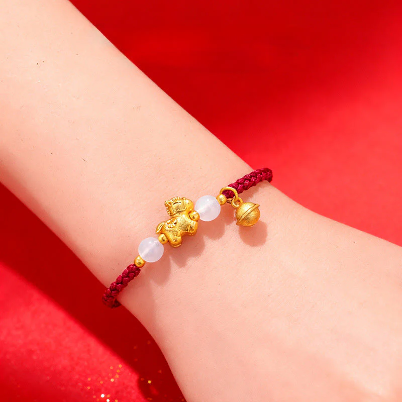 Bracciale intrecciato con agata bianca e filo rosso dell'anno del cavallo di Buddha Stones - Image 4