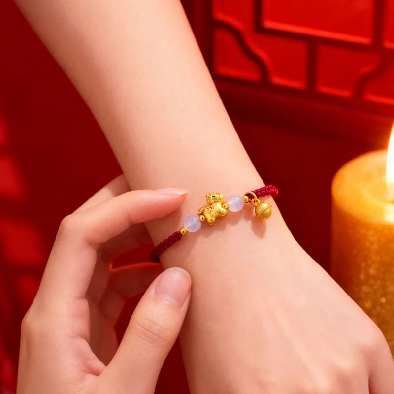 Bracciale intrecciato con agata bianca e filo rosso dell'anno del cavallo di Buddha Stones - Image 5