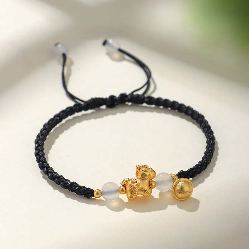 Bracciale intrecciato con agata bianca e filo rosso dell'anno del cavallo di Buddha Stones - Image 9