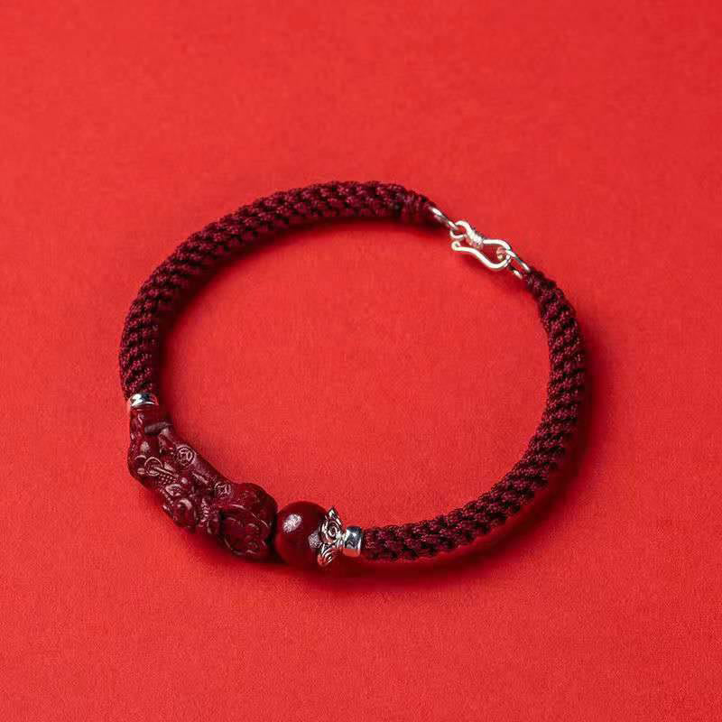 Bracciale intrecciato con Buddha Stones, PiXiu, Cinabro, Ricchezza e Fortuna, fatto a mano - Image 2