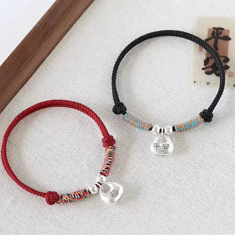 Bracciale intrecciato con carattere Fu in argento sterling 925 fatto a mano con Buddha Stones, sicuro e fortunato - Image 2