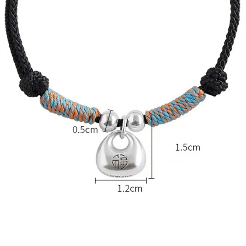 Bracciale intrecciato con carattere Fu in argento sterling 925 fatto a mano con Buddha Stones, sicuro e fortunato - Image 4